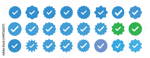 Verified badge profile set. Social media account verification icons . Guaranteed signs.Verified symbol. Approval done element collection. vector illustration eps 10.