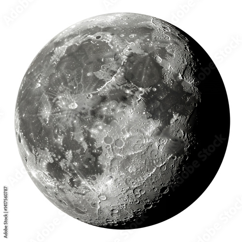 Fototapeta Naklejka Na Ścianę i Meble -  Full moon 3d render. Realistic plastic grey glowing surface of space planets satellite