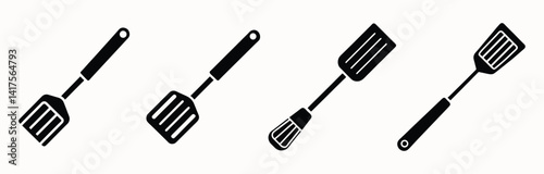 Kitchen Spatula Silhouette Vector Icons – Cooking Utensils Clipart for Culinary and Restaurant Designs
