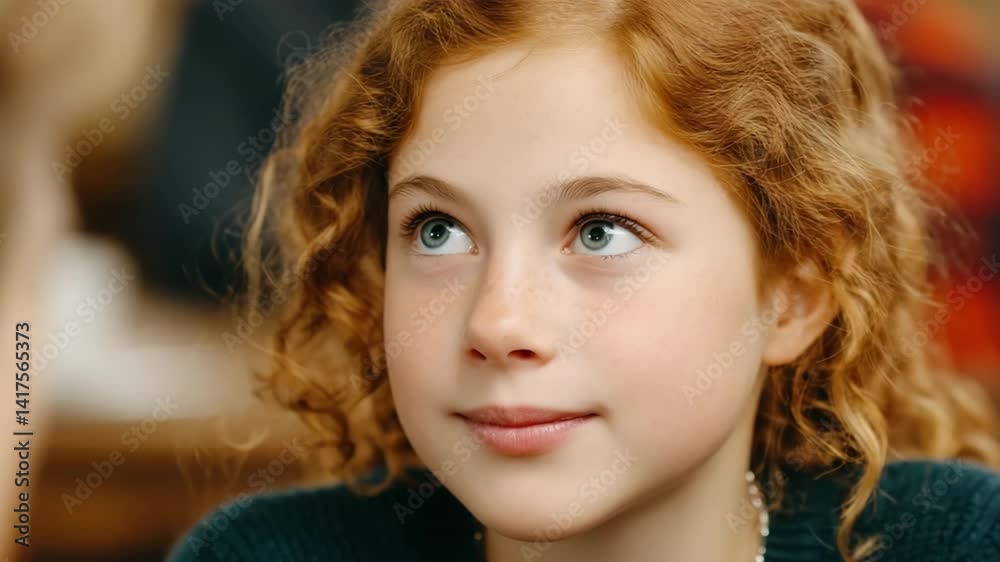 Radiant Childhood Gaze: A close-up shot of a young girl's face, her captivating eyes looking upward, capturing a moment of innocence, wonder, and dreams. Radiant Childhood Gaze: A close-up shot of a young girl's face, her captivating eyes looking upward, capturing a moment of innocence, wonder, and dreams.