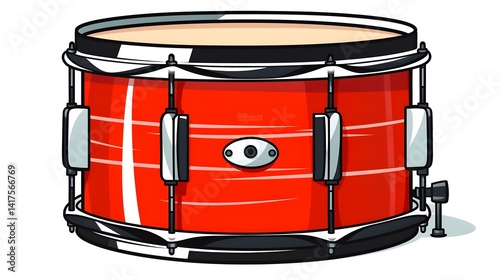 Vintage Drum Cartoon Illustration for Music Enthusiasts and Retro Design Projects photo