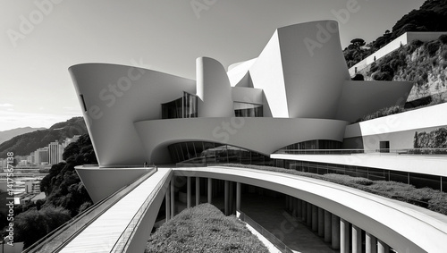 Elegant monochrome view of guggenheim museum bilbao photo
