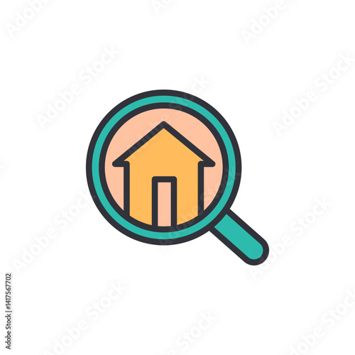 House search colored icons, minimalist vector illustration ,simple transparent graphic element .Isolated on white background