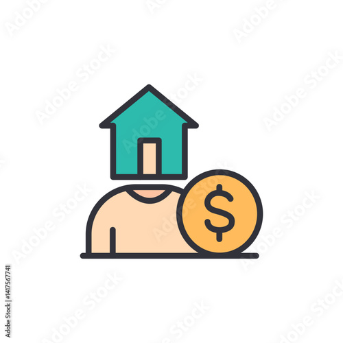 House rent colored icons, minimalist vector illustration ,simple transparent graphic element .Isolated on white background