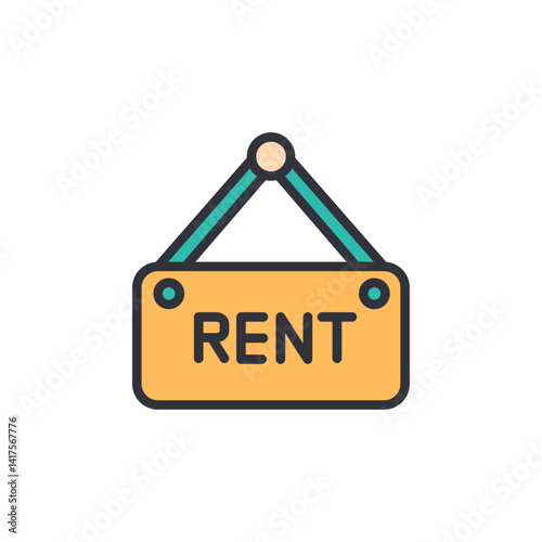 Rent signboard colored icons, minimalist vector illustration ,simple transparent graphic element .Isolated on white background