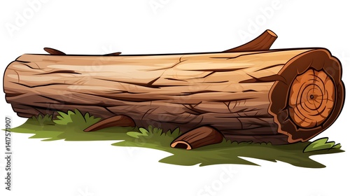 Whimsical Cartoon Log Illustration for Natural Resources and Environment Concepts