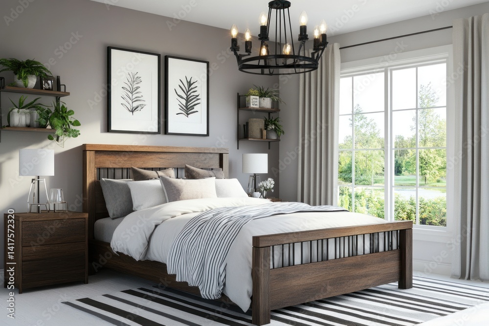 Fototapeta premium A Well Designed Bedroom Interior Furnished With Elegant Furniture