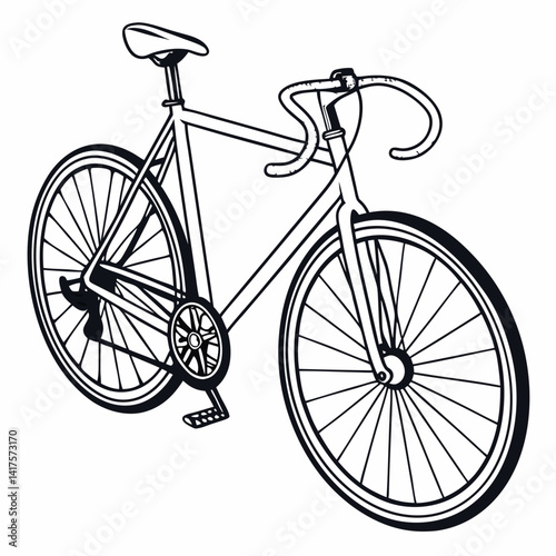 Minimalist Line Art Illustration Of A Road Bike For Sport And Recreation