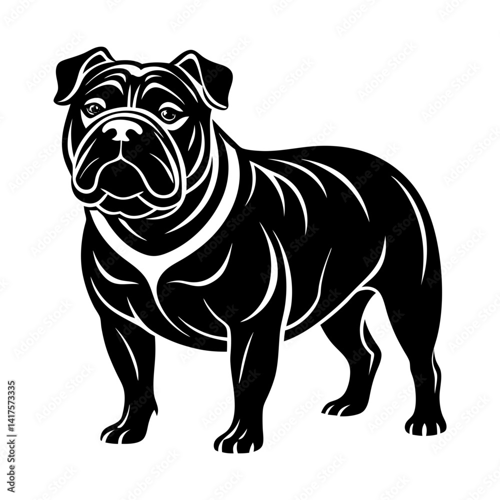 Obraz premium Download Bulldog Silhouette Vector And Illustration White Background Eps File For Design.