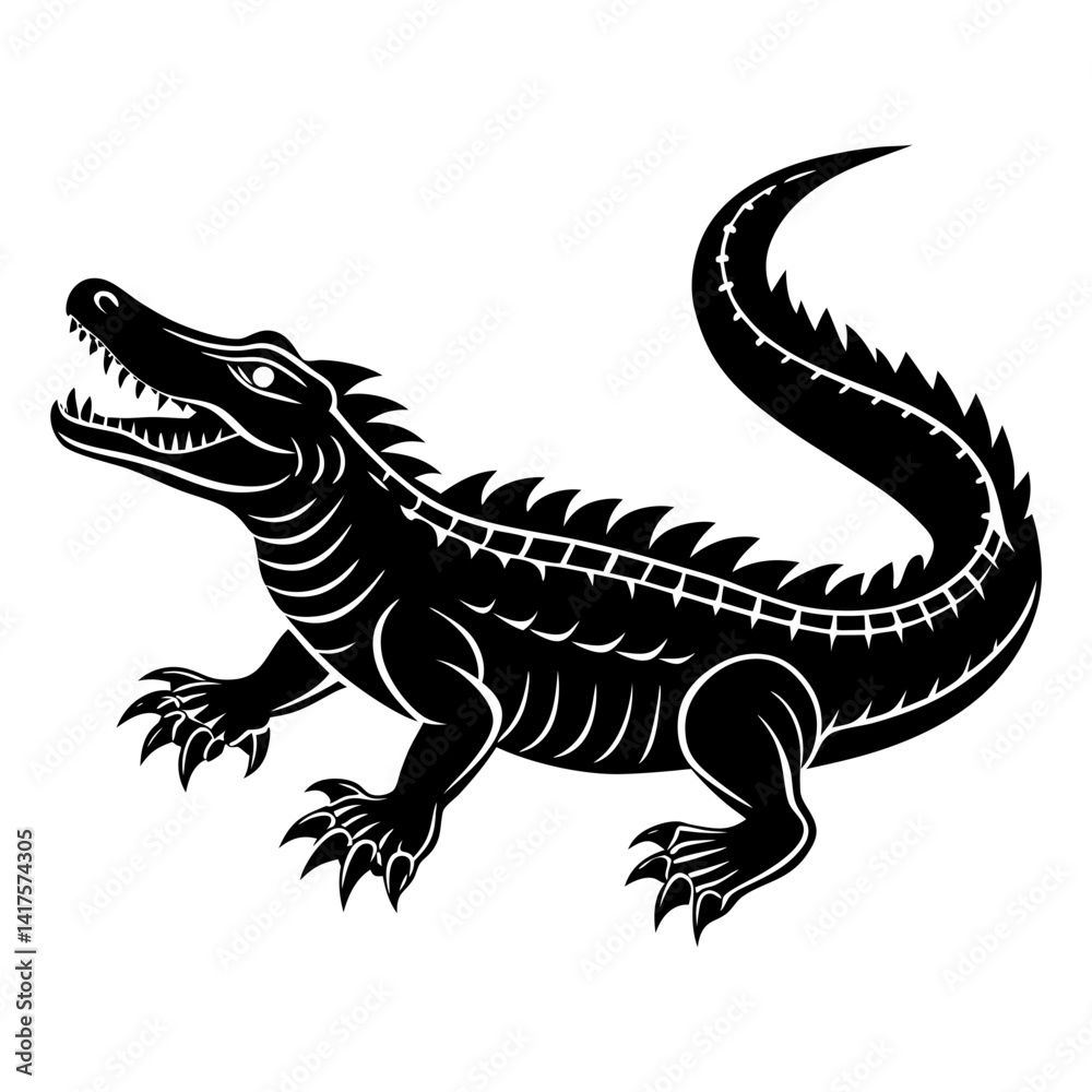 Fototapeta premium Download Crocodile Silhouette Vector And Illustration White Background Eps File For Design.