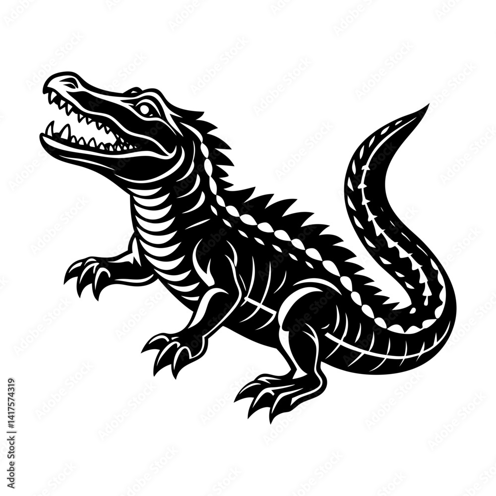 Obraz premium Download Crocodile Silhouette Vector And Illustration White Background Eps File For Design.