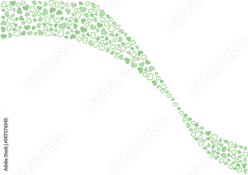 ハート柄の背景 緑系の3色 フチと単色 ハート