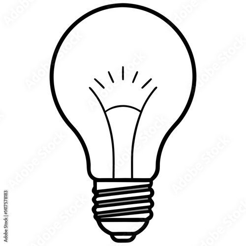 Light Bulb Vector Illustration Symbolizing Ideas And Innovation In Simple Black Outline Style