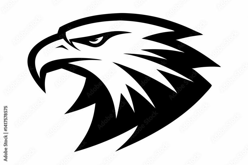 Obraz premium Sharp Edged Eagle Head Logo Style Silhouette