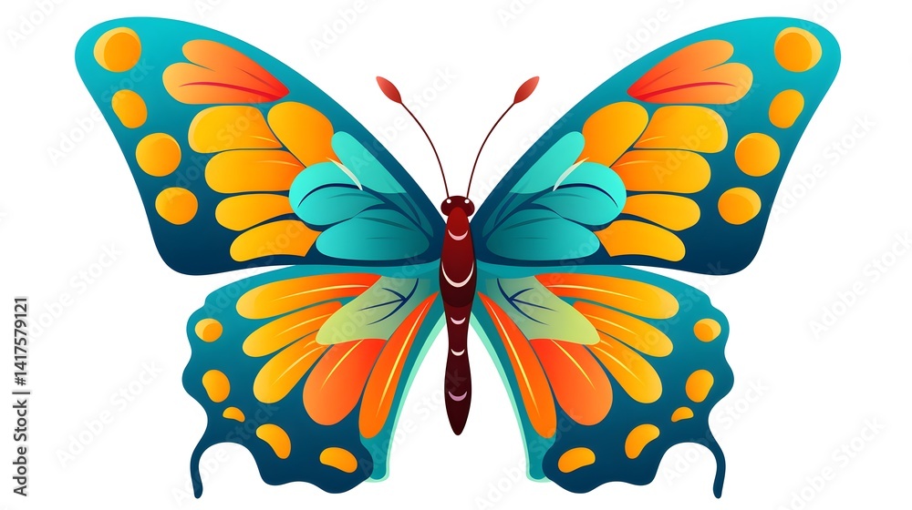 Obraz premium Vintage style cartoon butterfly vector illustration for retro design projects