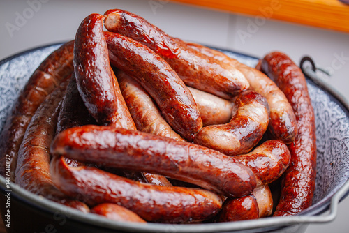 Homemade and smoked Polish style pork sausages.