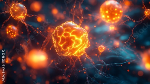 Cellular activity in a high-tech environment 3d animation science concept