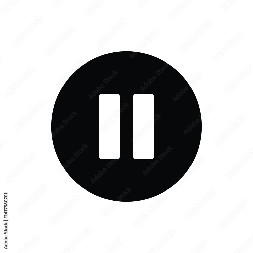 Pause button for media menu vector icon in modern flat style isolated on white background Pause button for media menu vector icon in modern flat style isolated on white background