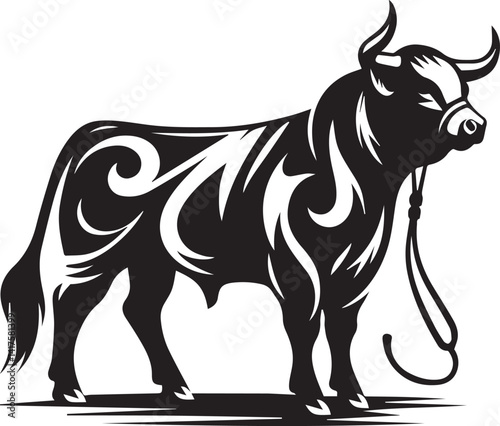 bull clipart silhouette vector, bull illustration , bull silhouette vector isolated on white background photo
