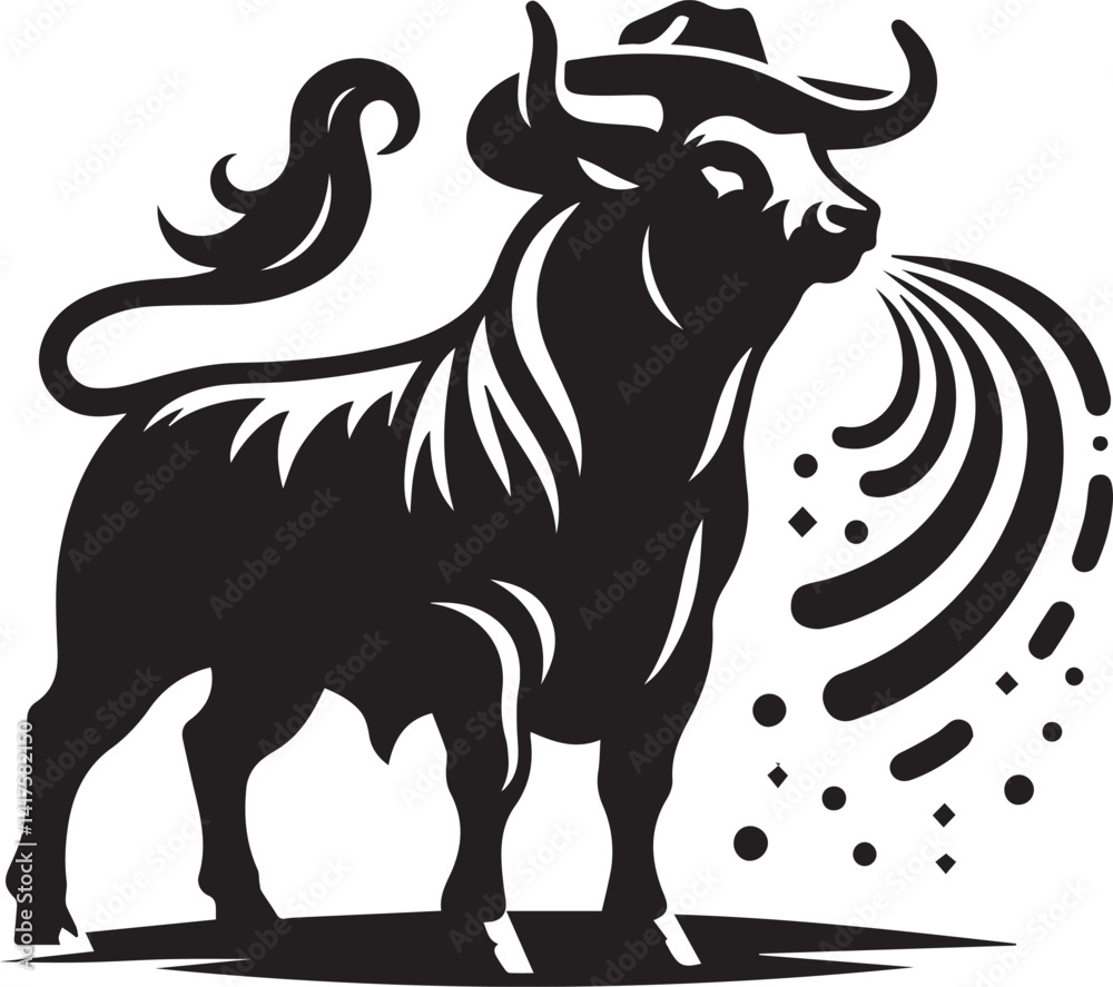 Obraz premium bull clipart silhouette vector, bull illustration , bull silhouette vector isolated on white background
