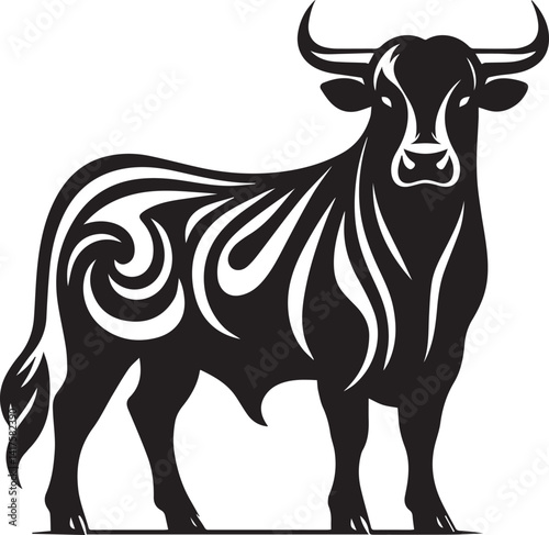 bull clipart silhouette vector, bull illustration , bull silhouette vector isolated on white background