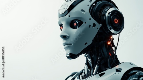 High-tech environment detailed robot digital portrait