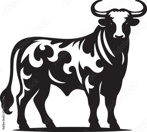 bull clipart silhouette vector, bull illustration , bull silhouette vector isolated on white background