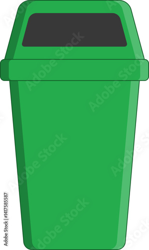 Cartoon street trash bin. Plastic garbage container.