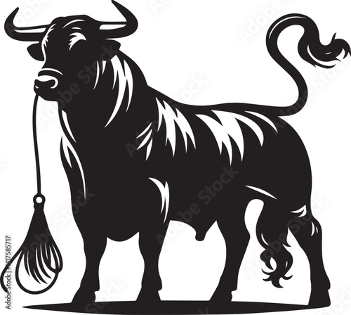 bull clipart silhouette vector, bull illustration , bull silhouette vector isolated on white background