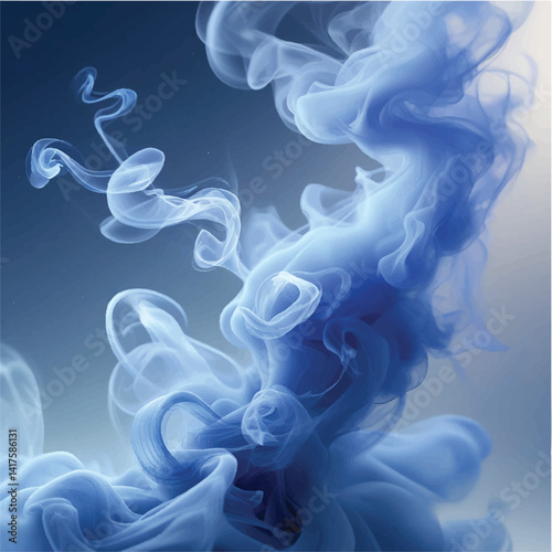 Blue smoke waves in smooth, flowing motion create an abstract art design on a black background
