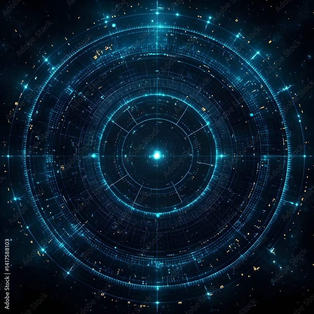 Obraz premium Stunning digital visualization of a luminous circular galaxy structure in space
