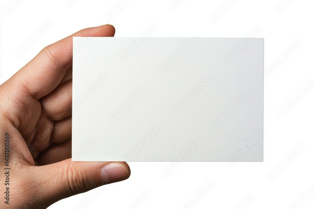 Obraz premium Blank Business Card Held in Hand for Custom Design and Branding