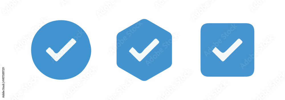 Check mark icon symbols . symbol for website computer and mobile isolated on white background. tick verified badge icon. Social media official account tick symbol.. vector illustration eps 10. Check mark icon symbols . symbol for website computer and mobile isolated on white background. tick verified badge icon. Social media official account tick symbol.. vector illustration eps 10.