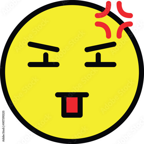Annoyed and Provocative Emoji Face with Angry Expression and Tongue Out