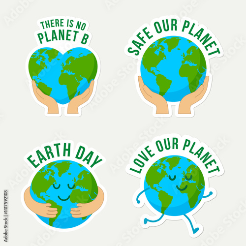Earth Day Globe Stickers – Love Our Planet, Save Earth, Planet B