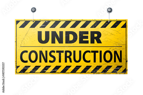 Warning sign indicating construction area on a project site