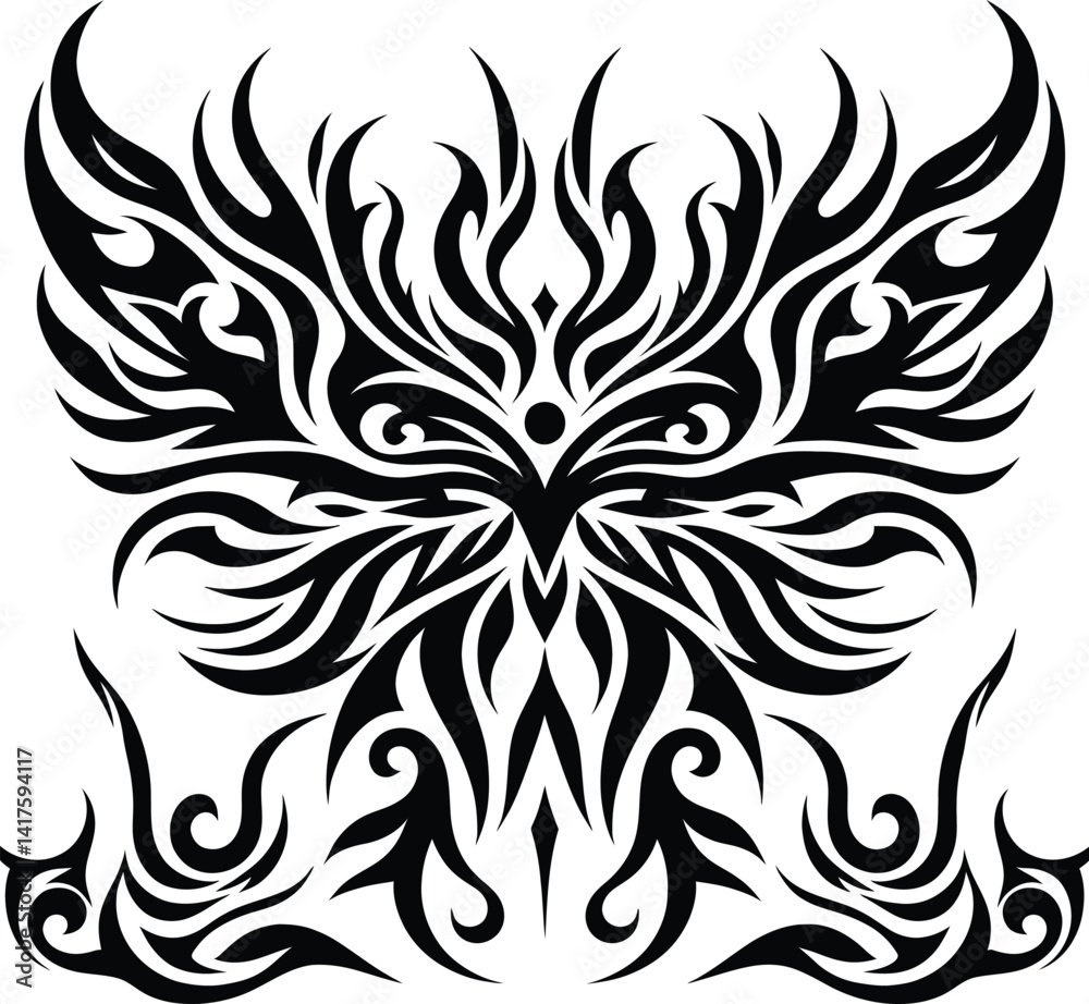 Elegant Vector Tribal Tattoo Designs Symmetrical Black Shapes & Gothic Motifs