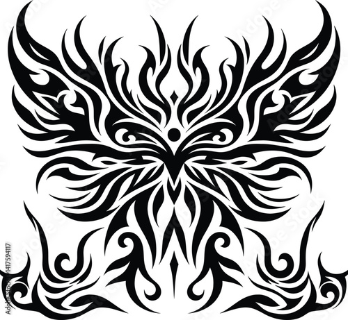 Elegant Vector Tribal Tattoo Designs Symmetrical Black Shapes & Gothic Motifs
