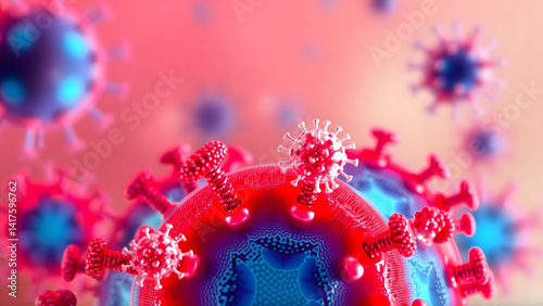 Obraz na płótnie Pathogen-sensing nanobots in medical white/alert red, dual civilian health/military defense display w salonie