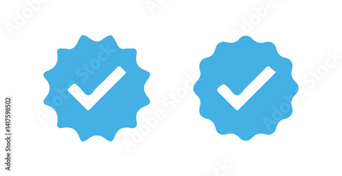 Set of social media verified icons. Tick in circle with zigzag. Youtube approval sign. vector illustration eps 10.