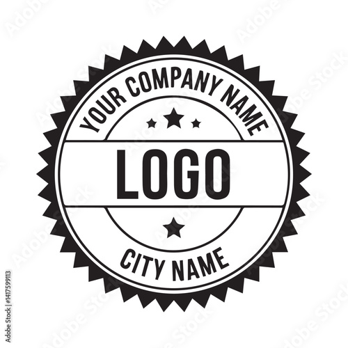 Blank Company Logo Template with City Name and Stars