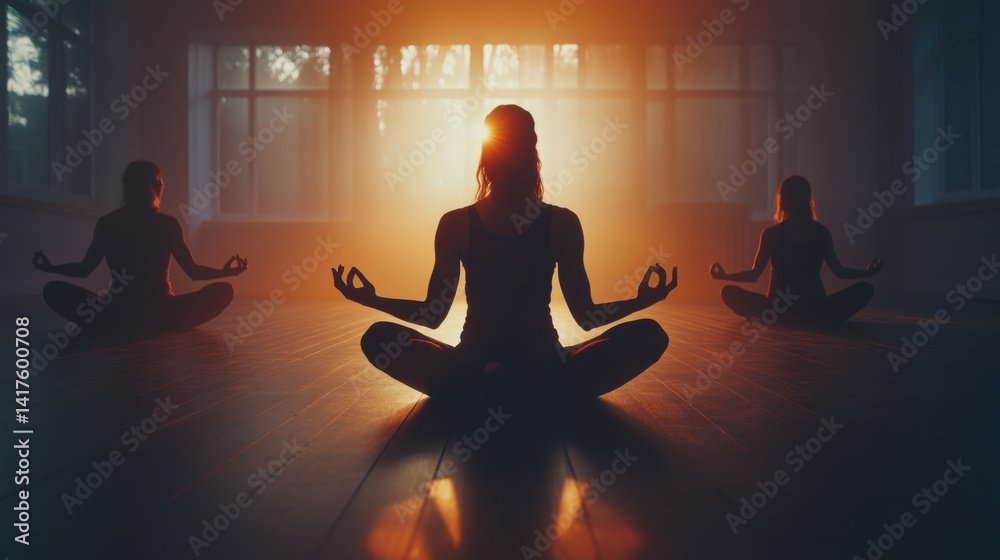 fitness, yoga and healthy lifestyle concept - group of people meditating in lotus pose at studio