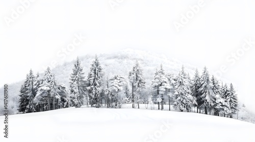 Fototapeta Naklejka Na Ścianę i Meble -  Panoramic Winter Landscape of Sniezka Mountain in Poland for Creative Projects