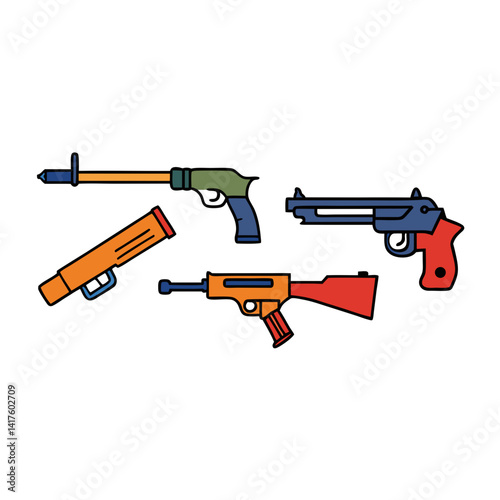 Guns Vector Illustration – Weapon Silhouette SVG for Tactical, Military, or Gaming Designs