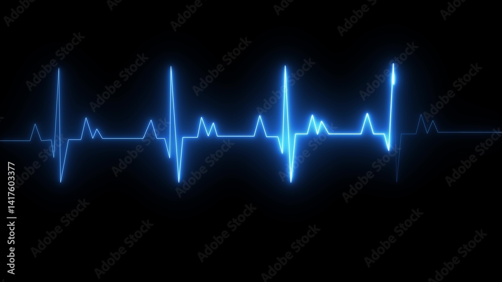 Fototapeta premium Glowing neon heartbeat rate and pulse icon