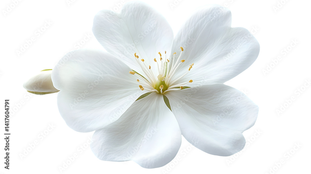 Obraz premium Fresh Jasmine White Flower Isolated on White Background for Design Projects