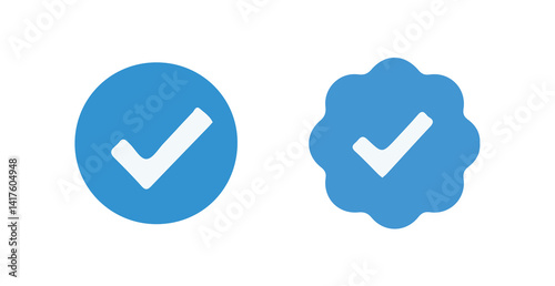 Set of social media verified icons. Tick in circle with zigzag. Youtube approval sign. vector illustration eps 10.