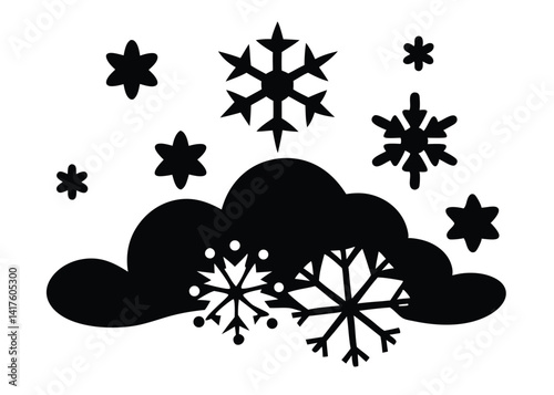 Snowflakes Falling from Sky in Monochrome