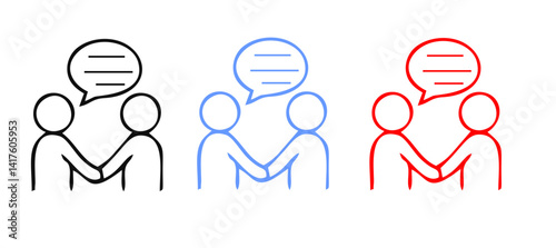 Speaking icon set. Communication icons collection. Containing discussion, speech bubble, talking, consultation and conversation icon vector illustration.