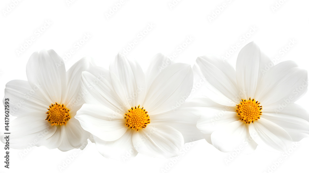 Obraz premium Beautiful White Flowers Isolated on White Background for Design Projects